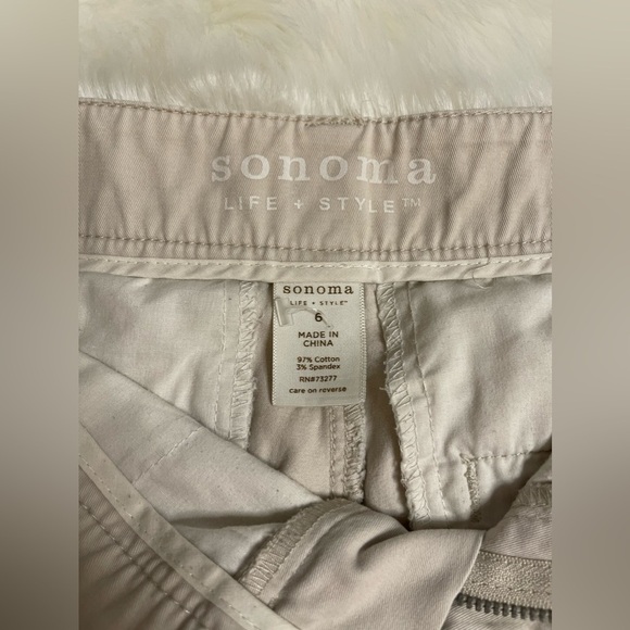 Sonoma Khaki Chino Shorts Mid Rise Waist Flat Front - Picture 2 of 6